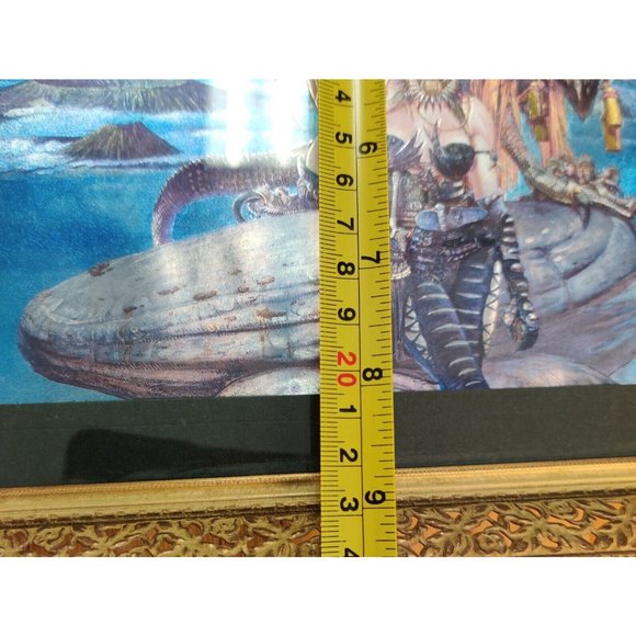 Vintage Chris Achilleos Fantasy Dragon Queen Dufex Print 2000 Vivid Foil Framed - Picture 10 of 13